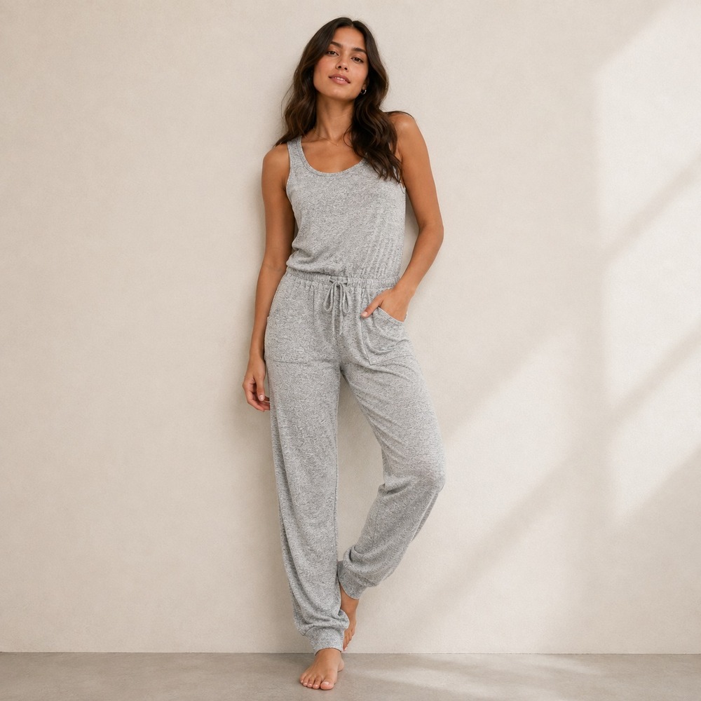 Sleeveless Women's Romper Jumpsuit Gray Rayon Size Small